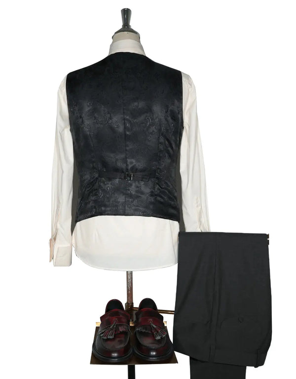 3 Piece Suit - Vintage Style Charcoal Grey Black Velvet Suit Modshopping Clothing