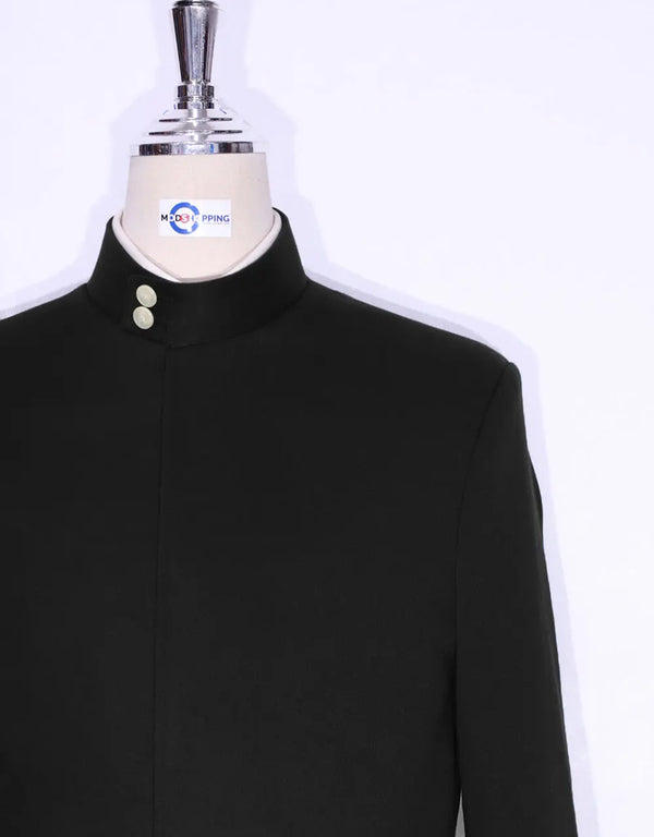 60s Style Black Funnel Neck Coat Modshopping Clothing