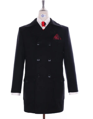 Black Pea Coat | 60s Mod Retro Mens Black Pea Coat Modshopping Clothing