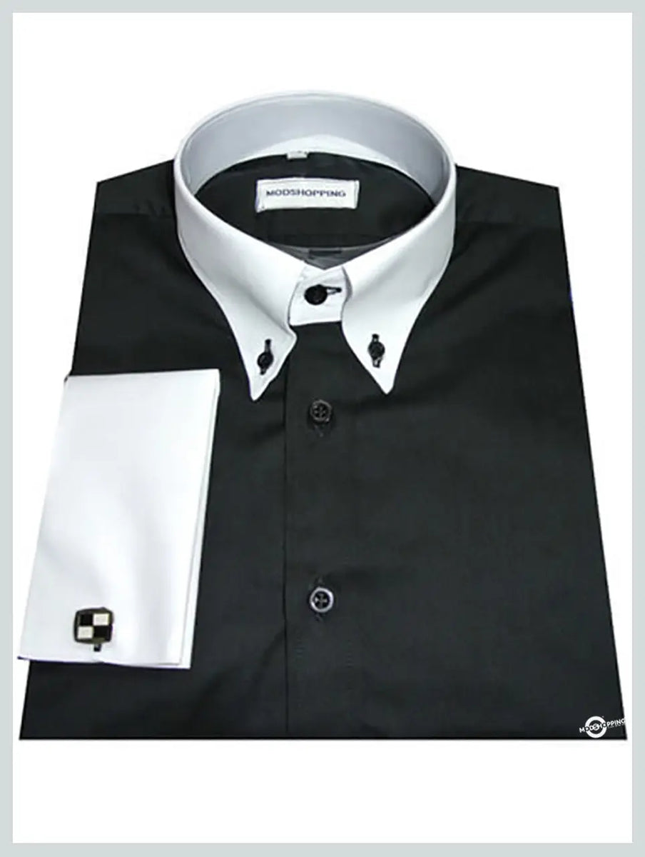 Black and white button up shirt hotsell