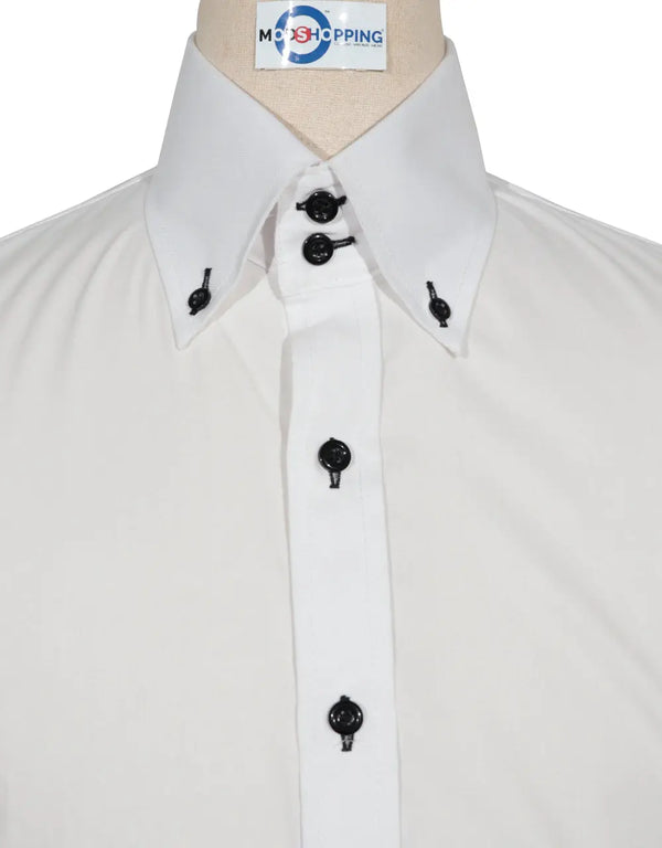 Double Collar Shirt - White and Black Button Shirt Modshopping Clothing