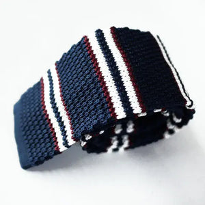 Knitted Tie| Navy Blue and White Houndstooth Neckties Modshopping Clothing