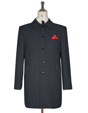 Mac Coat Men's | 60s Charcoal Grey Herringbone Mac Coat Modshopping Clothing