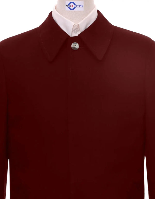 Mac Coat Men's | Mod Style Burgundy Color Mac Coat Modshopping Clothing