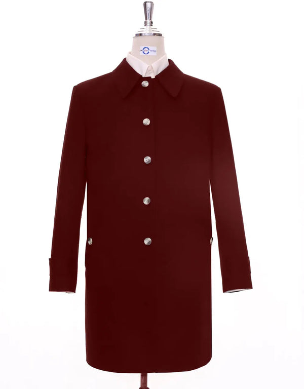 Mac Coat Men's | Mod Style Burgundy Color Mac Coat Modshopping Clothing
