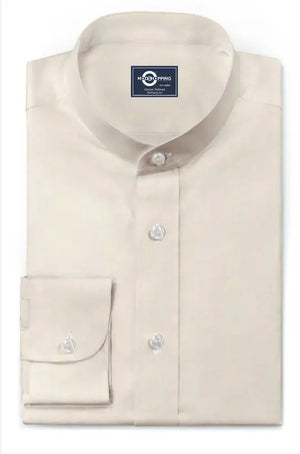 Mandarin Collar - Cream Mandarin Collar Shirt Modshopping Clothing