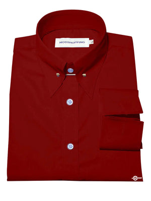 Men's Pin Collar Shirt - Red Pin Collar Shirt Modshopping Clothing