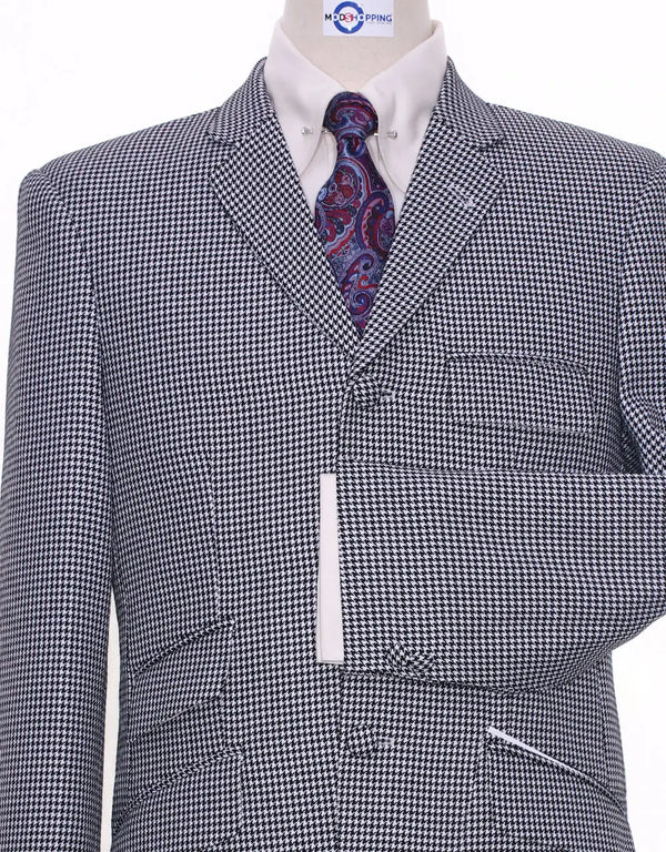 Mod Suit | Black and White Houndstooth Suit Modshopping Clothing