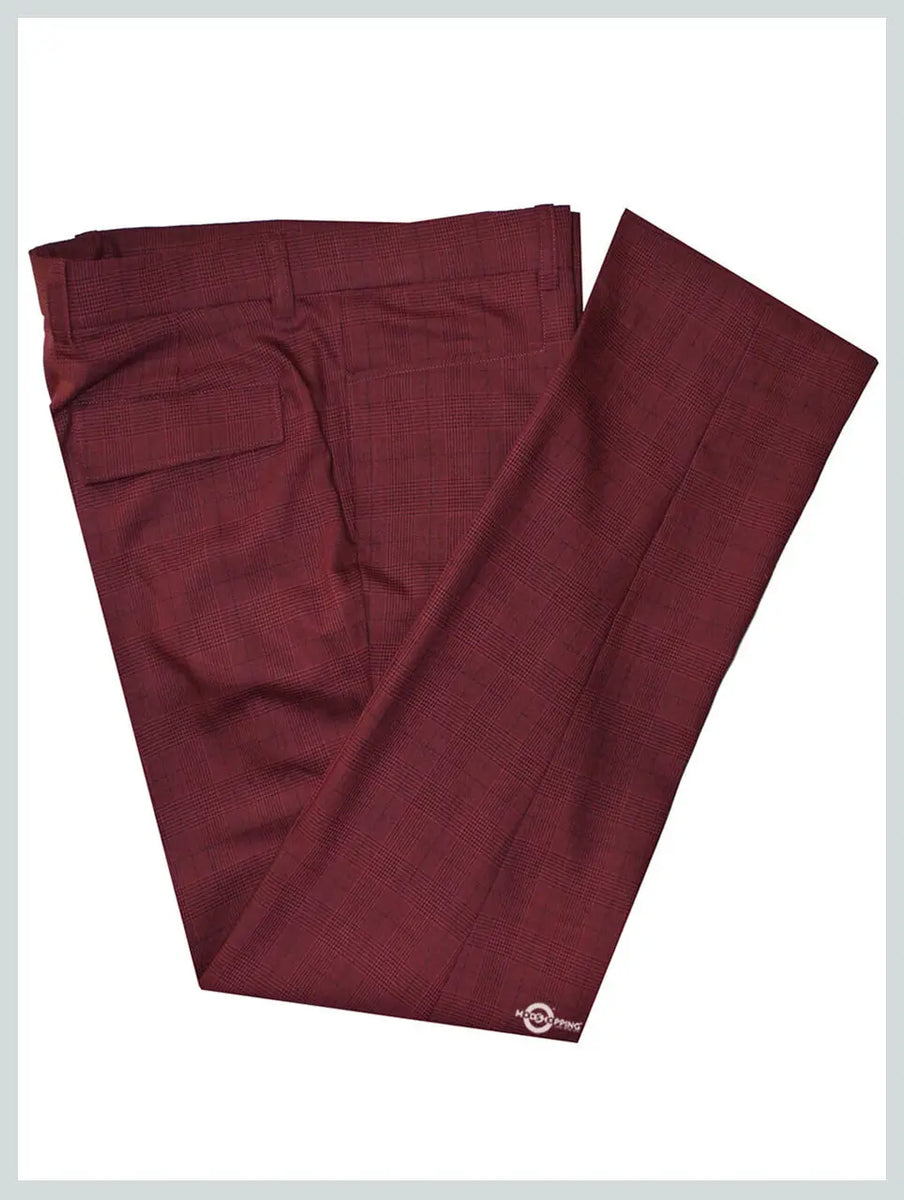 Mod Trouser | Burgundy Prince Of Wales Check Trouser – Modshopping