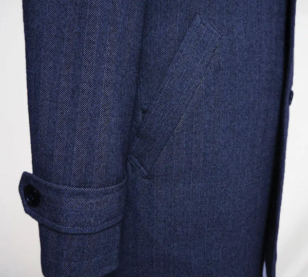 Original Vintage 60s Retro Blue Herringbone Tweed Short Coat Modshopping Clothing