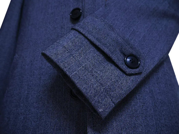 Original Vintage 60s Retro Blue Herringbone Tweed Short Coat Modshopping Clothing