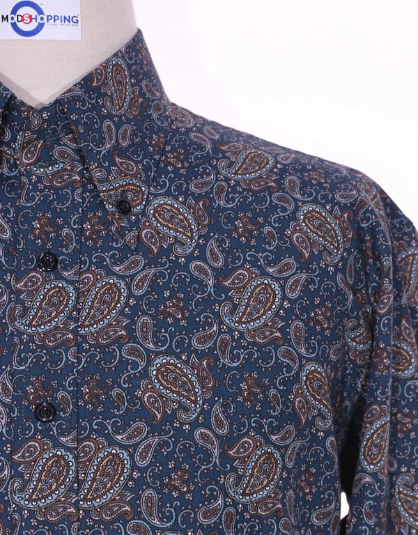 Paisley Shirt | 60s Style Multi Color Paisley Men Shirt Modshopping Clothing