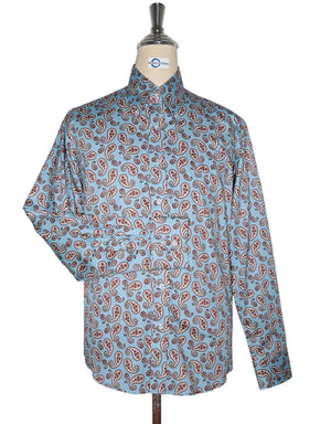 Paisley Shirt - 60s  Style Sky Blue Paisley Shirt Modshopping Clothing