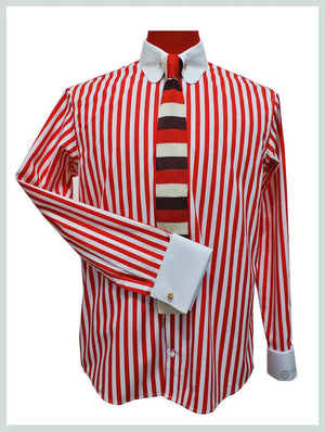 Penny Pin Collar Shirt | Red and White Stripe Shirt Modshopping Clothing