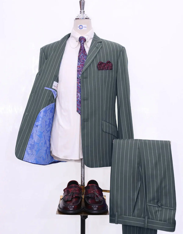 Stripe Suit | Grey and White Pinstripe Suit Modshopping Clothing