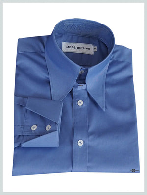 Tab Collar Shirt | Vintage Style Sky Blue  Shirt Modshopping Clothing