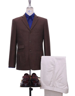 Tweed Jacket | 60s Style Brown Herringbone Tweed Jacket Modshopping Clothing