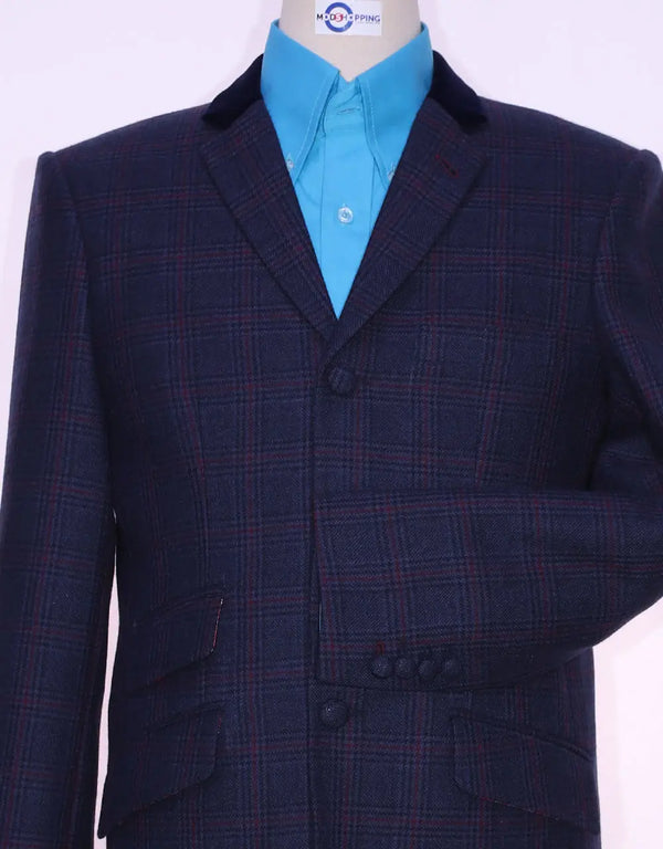 Tweed Jacket | Navy Blue Prince Of Wales Check Jacket Modshopping Clothing