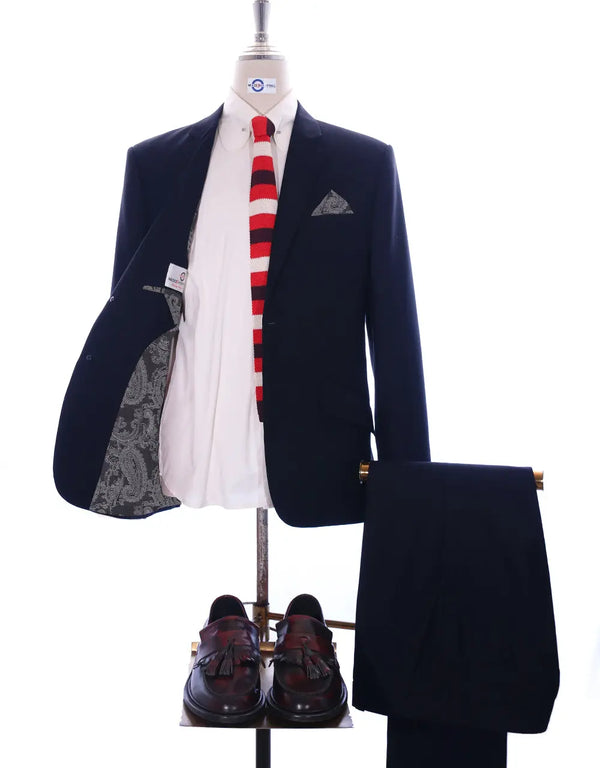 Two Button Suit - Dark Navy Blue Suit Modshopping Clothing
