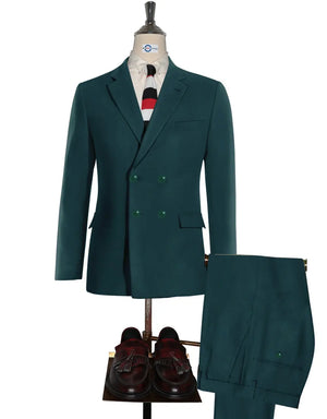 Vintage Style Phthalo Green Double Breasted Suit Modshopping Clothing