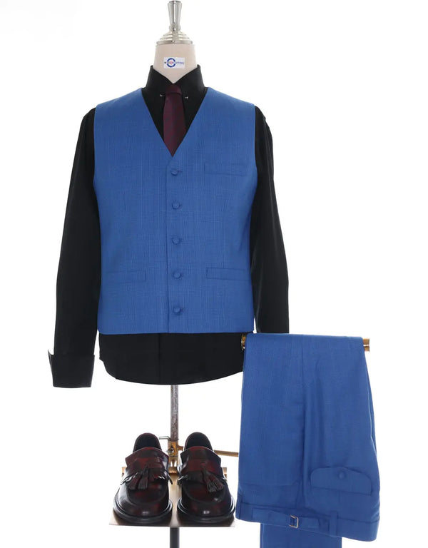 3 Piece Suit | Blue Prince Of Wales Check Suit Modshopping Clothing
