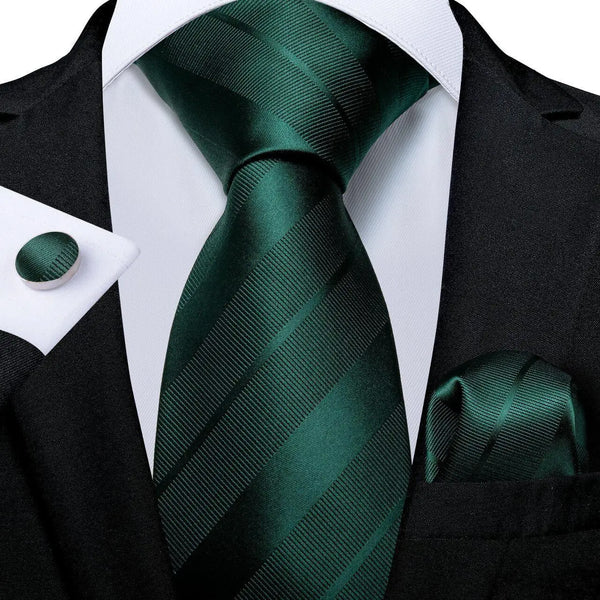 Green Stripe Necktie Pocket Square And Cufflinks Set Modshopping Clothing