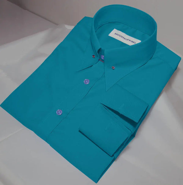 Men's Pin Collar Shirt - Deep Sky Blue Pin Collar Shirt Modshopping Clothing