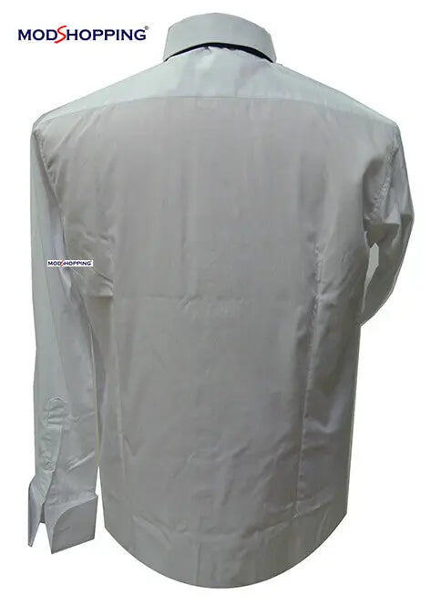 Men's Pin Collar Shirt | White Pin Collar Shirt Modshopping Clothing