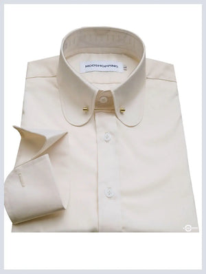 Penny Pin Collar Shirt - Cream Color  Shirt Men's Modshopping Clothing