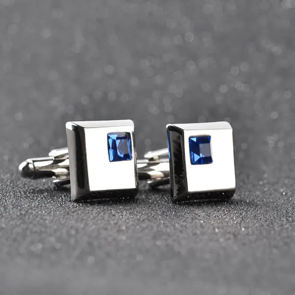 Square Blue Crystal Cufflink For Men's Modshopping Clothing