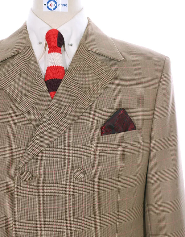 This Suit Only - Brown Prince Of Wales Check Double Breasted Suit Modshopping Clothing