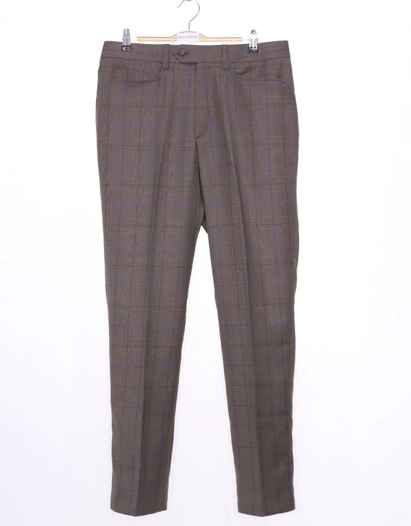 This Suit Only - Brown Prince Of Wales Check Suit Size 38R Trouser 32/32 Modshopping Clothing