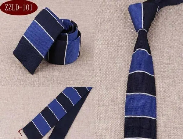 blue & navy blue striped knit tie Modshopping Clothing