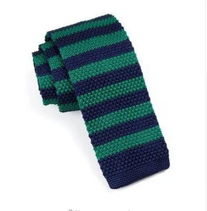 knitted tie| classic forest green & navy blue stripe knit tie Modshopping Clothing