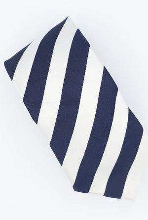 retro mod style navy blue and white stripe necktie Modshopping Clothing