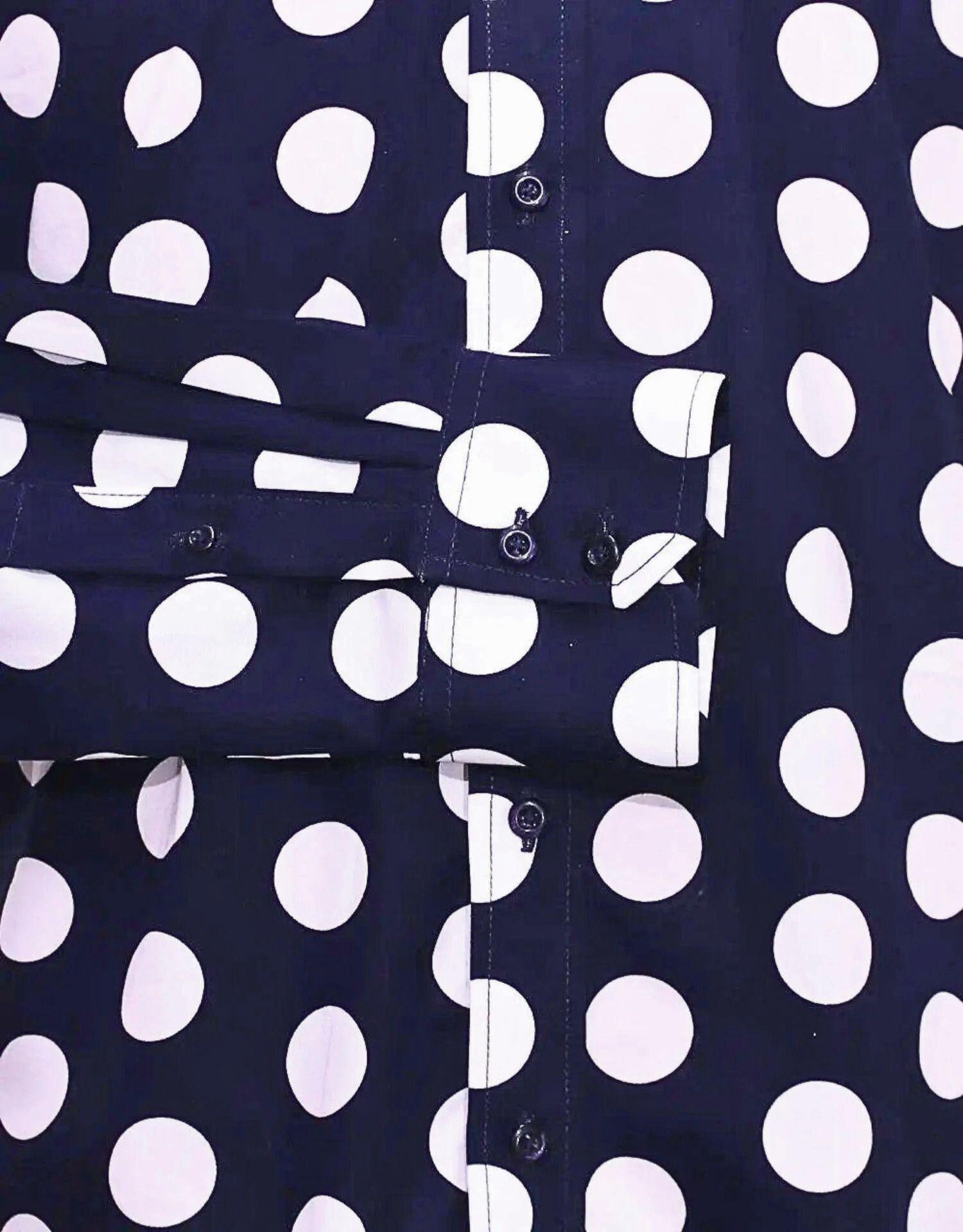 Dark Navy Blue Polka Dot Shirt