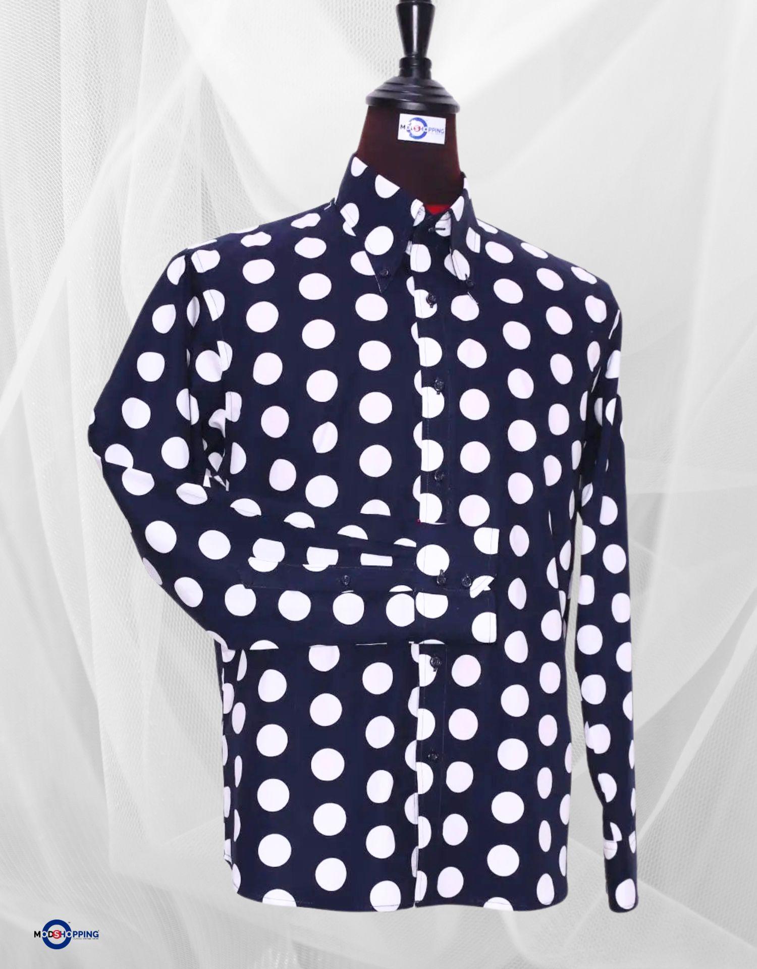 Dark Navy Blue Polka Dot Shirt