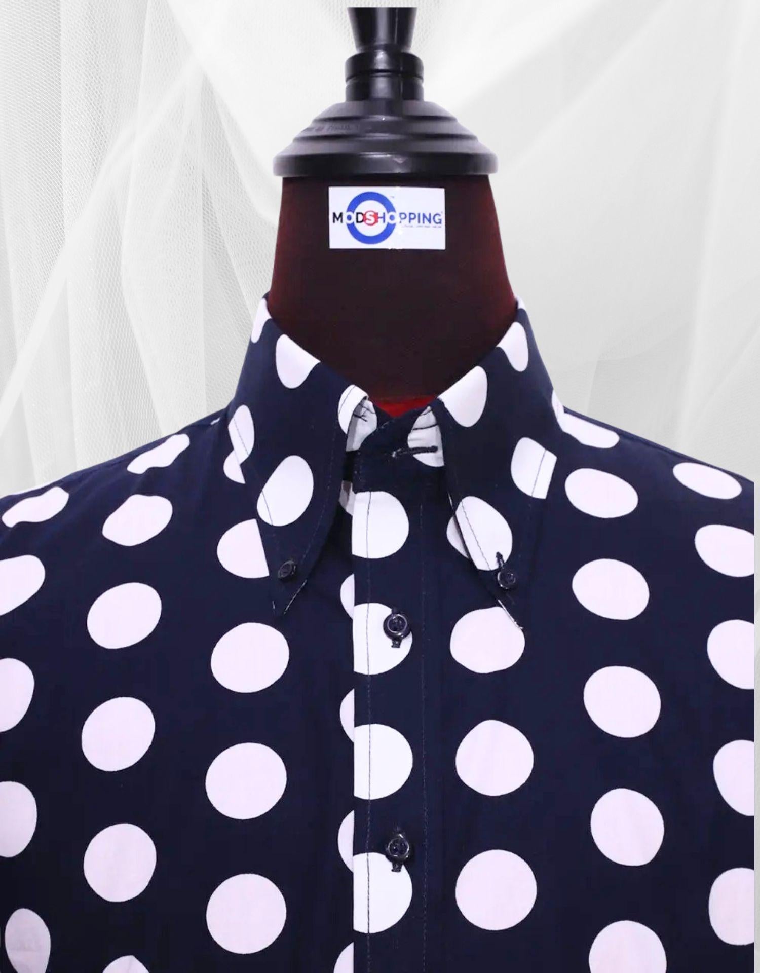 Dark Navy Blue Polka Dot Shirt