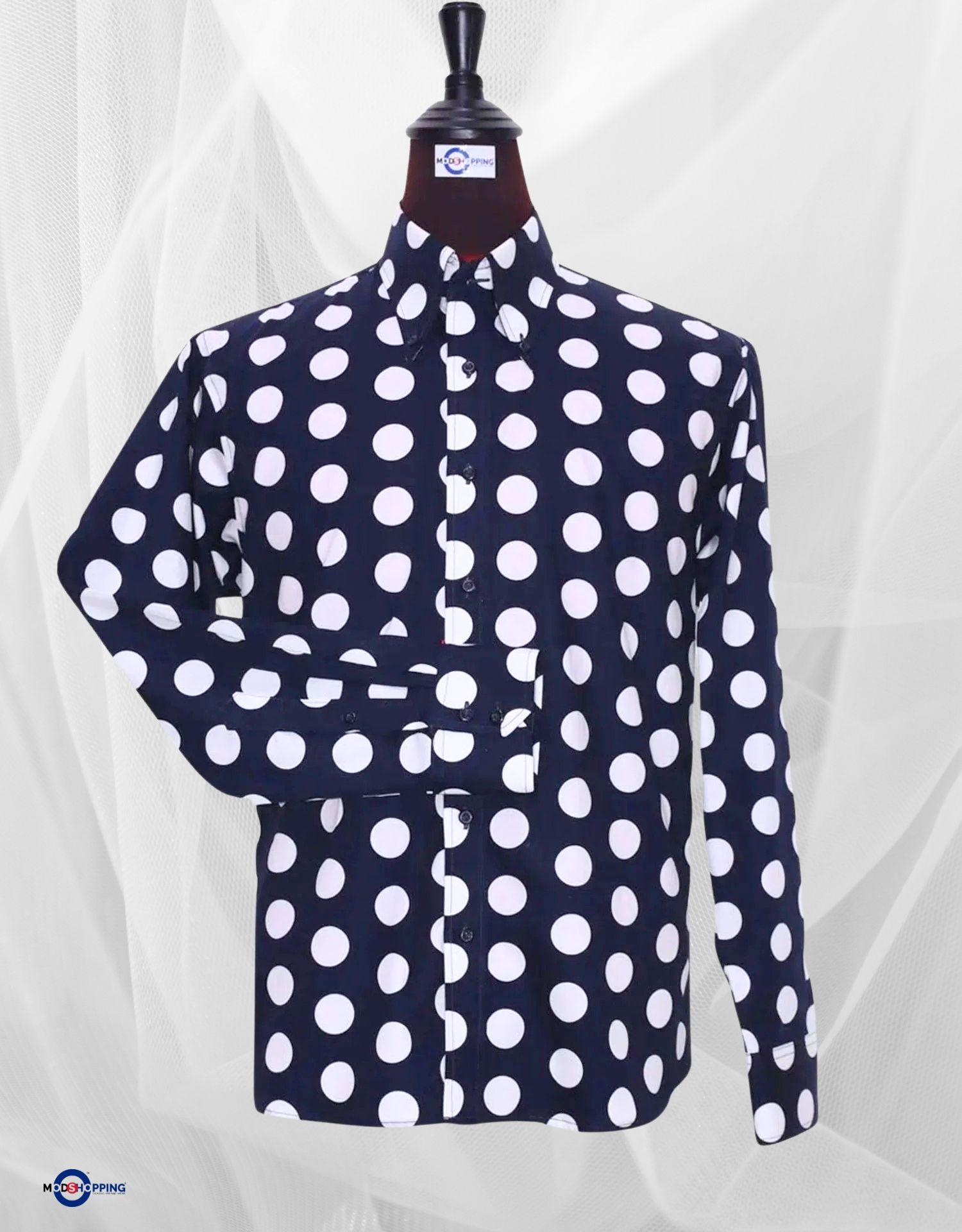 Dark Navy Blue Polka Dot Shirt