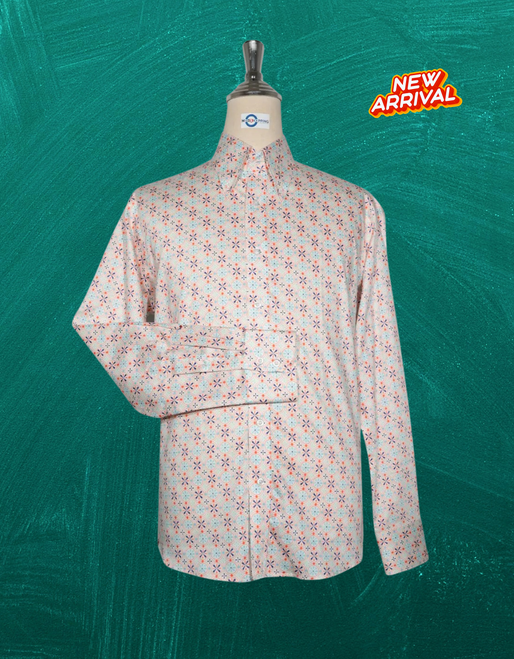 Floral Shirt - 60s  Style Orange Floral Shirt