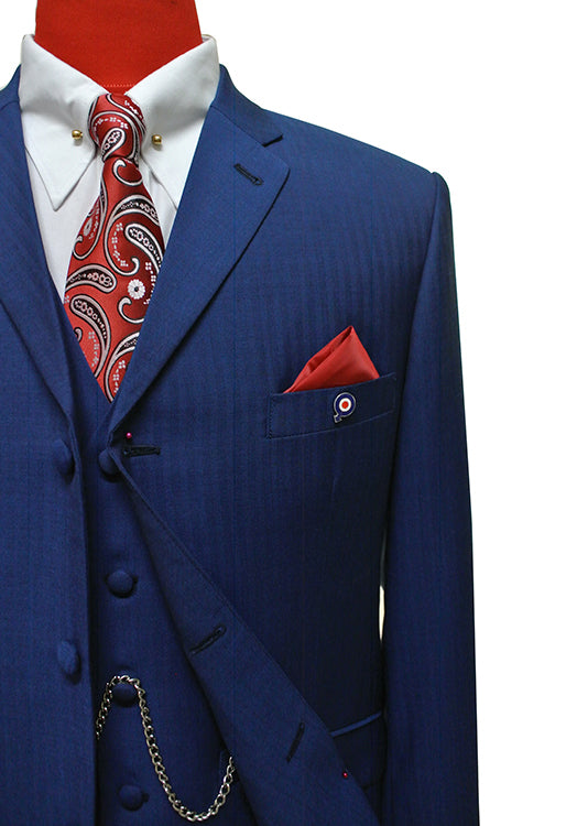 Royal Blue Herringbone 3 Piece Suit – Tailored for Men