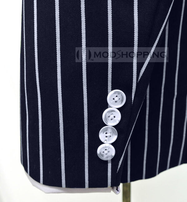 Boating Blazer | Dark Navy Blue Striped Blazer For Man