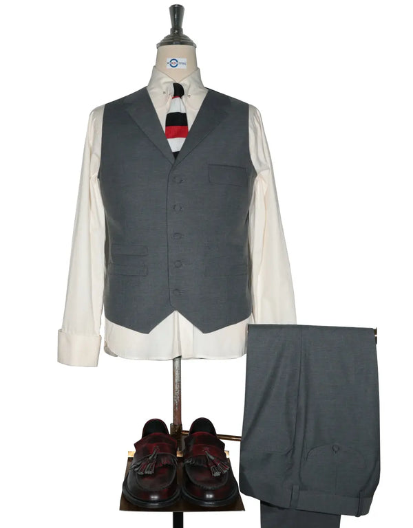 3 Piece Suit - Vintage Style Medium Grey Black Velvet Suit Modshopping Clothing