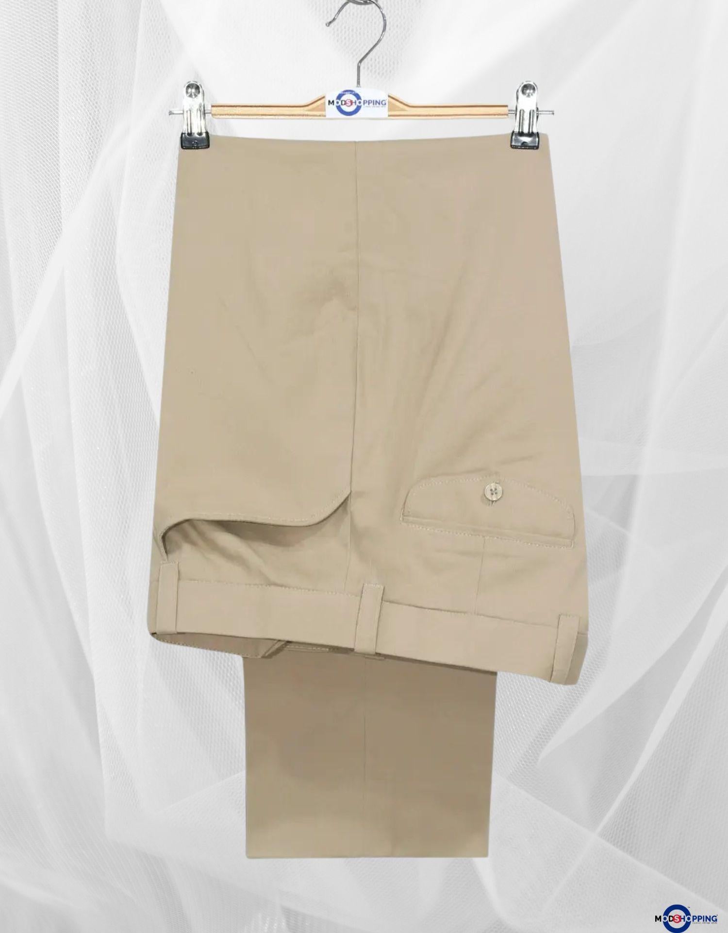 Mens Chino Trousers | 60s Vintage Style Light Khaki Chino Trouser