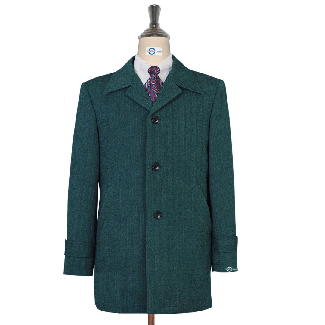 Grey Pea Coat | 60s Mod Retro Mens Grey Herringbone Pea Coat – Mod ...