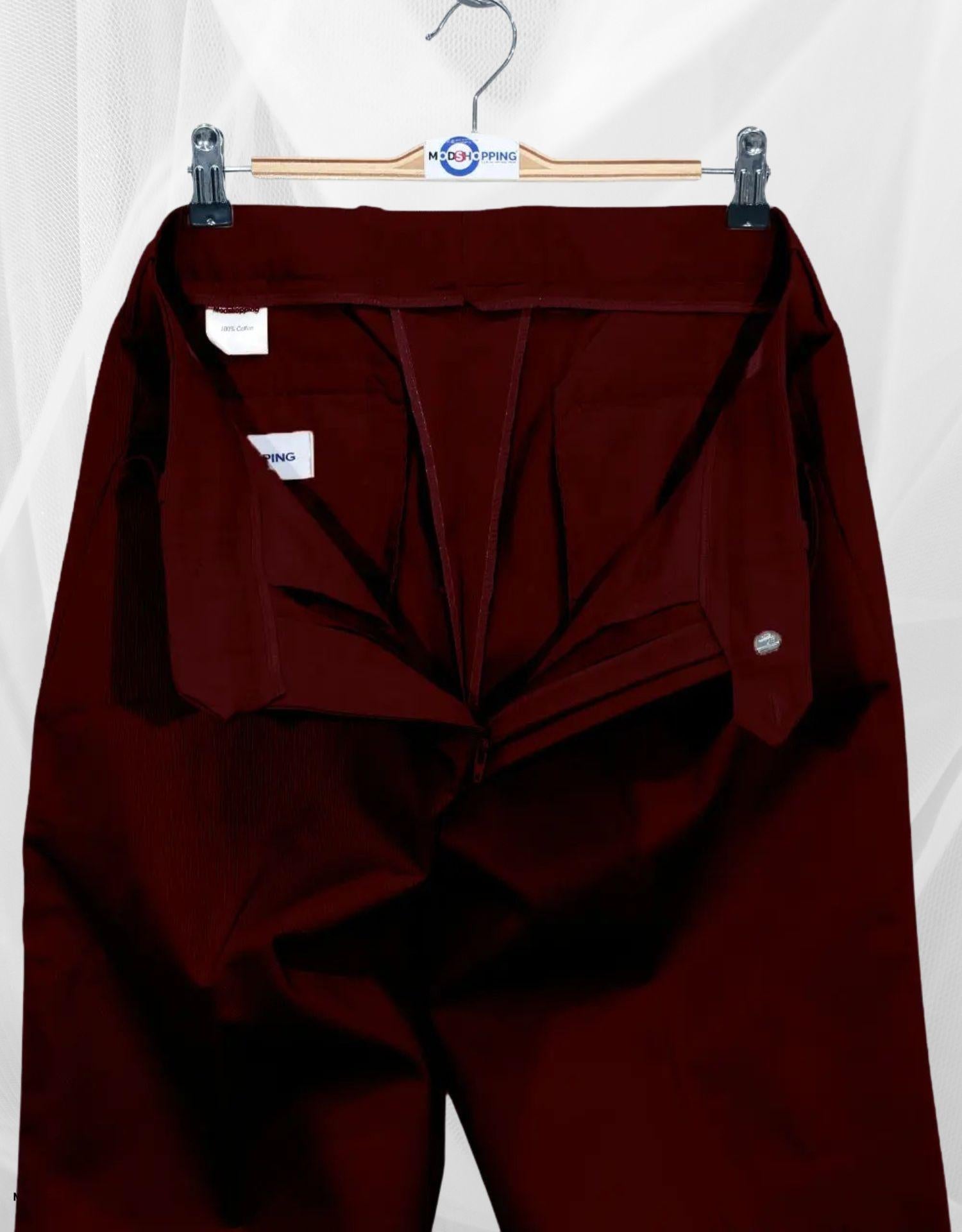 Men's Chino Trousers | 60s Vintage Style Burgundy Chino Trouser