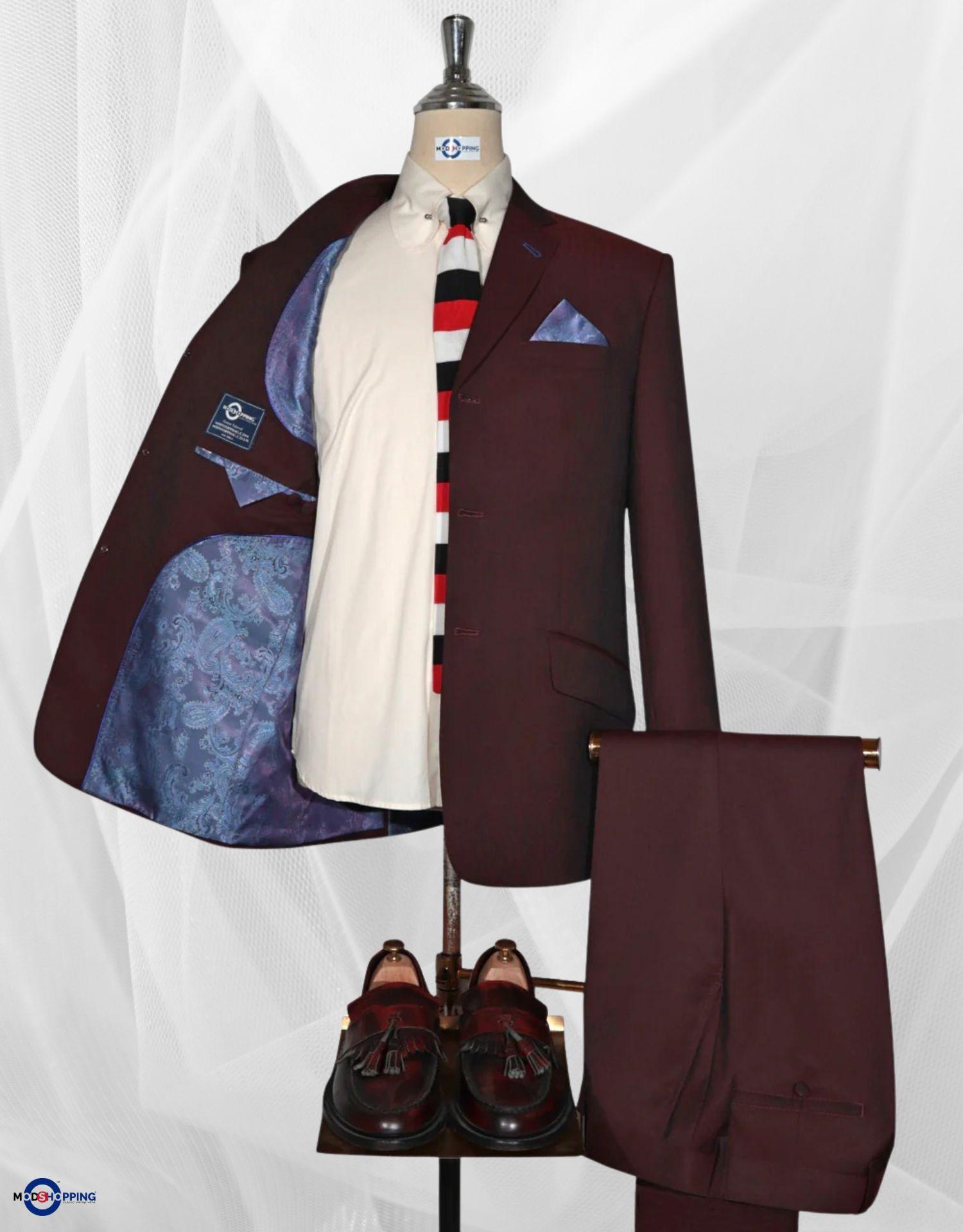 Wine and Black Two Tone Suit