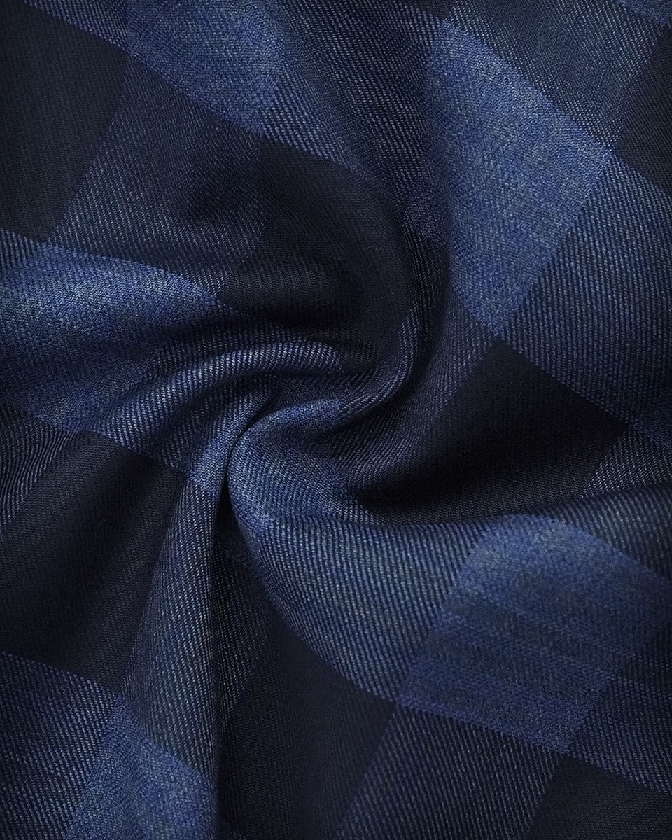 Men’s Dark Navy Blue and Navy Blue Checkered Suit