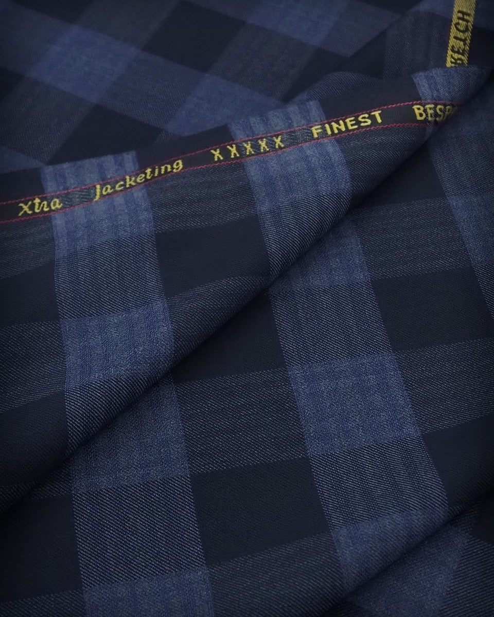 Men’s Dark Navy Blue and Navy Blue Checkered Suit