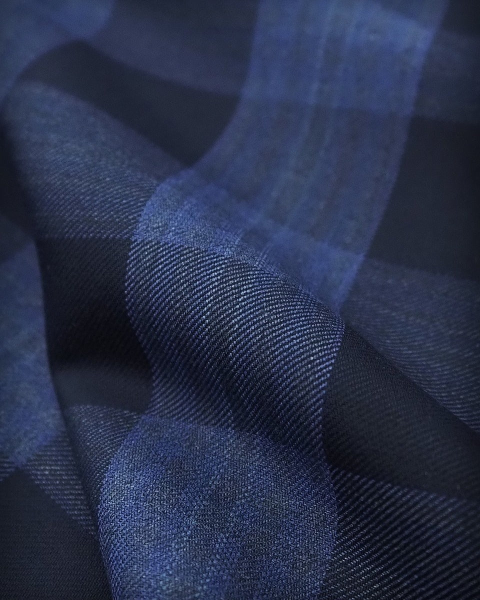 Men’s Dark Navy Blue and Navy Blue Checkered Suit